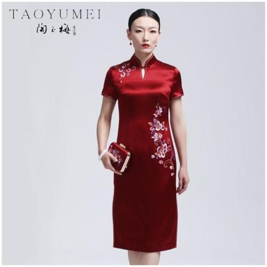 3楼 陶玉梅醋酸缎中长款妈妈装旗袍 商品图0