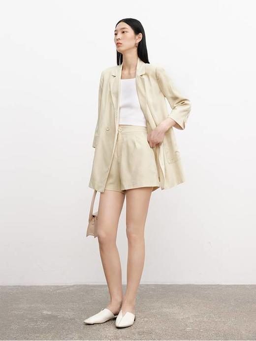 MM麦檬商场同款2023春夏新款天丝浅米色职业西装套装女5994210901 商品图0