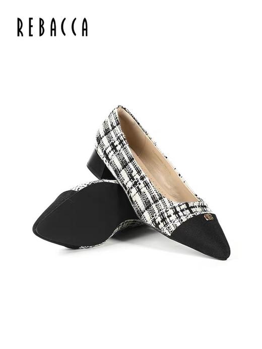 2楼瑞贝卡春款浅口粗跟拼接女鞋32JI0509 商品图2