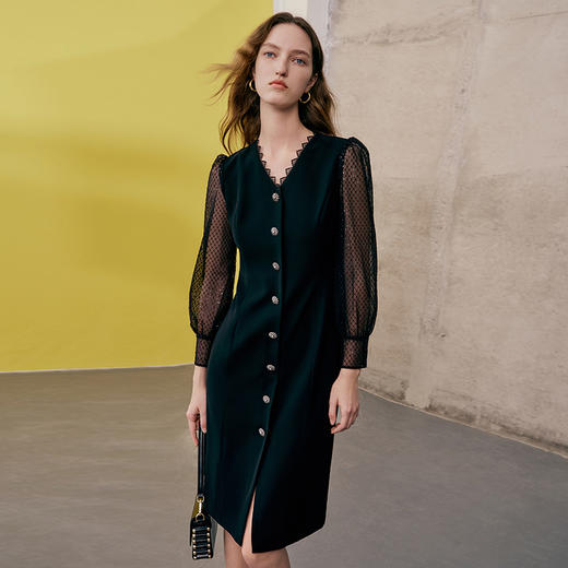 EITIE爱特爱春季新款袖口透视性感连衣裙7307034 商品图2