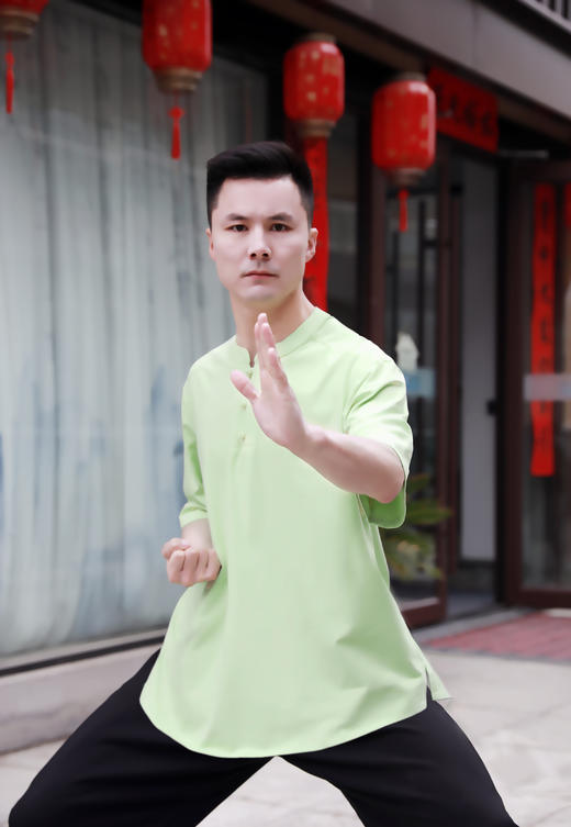 大拳师夏季中国风男女立领中袖纯棉T恤休闲宽松T恤衫 商品图3