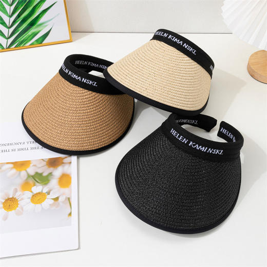 【UPF50+！超防晒的空顶草帽】遮阳帽女夏防紫外线大帽檐沙滩草帽骑车遮脸太阳帽子夏日 商品图1