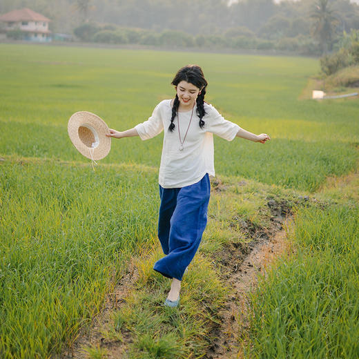 绽放128朵/亚麻日系休闲九分裤 商品图2