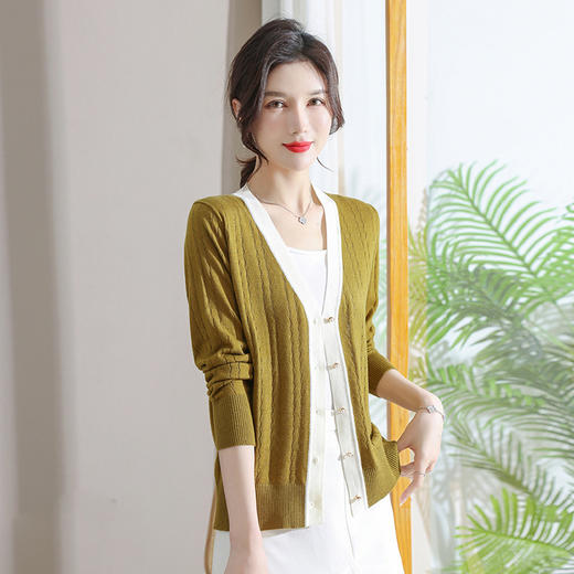 开衫针织外套，妈妈春秋装薄款外搭长袖二八月毛衣小个子披肩上衣CC-7017 商品图1