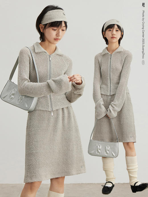 CryingCenter奶黄毛绒套装短裙半身裙五分裙长短款两色哭喊中心 商品图0