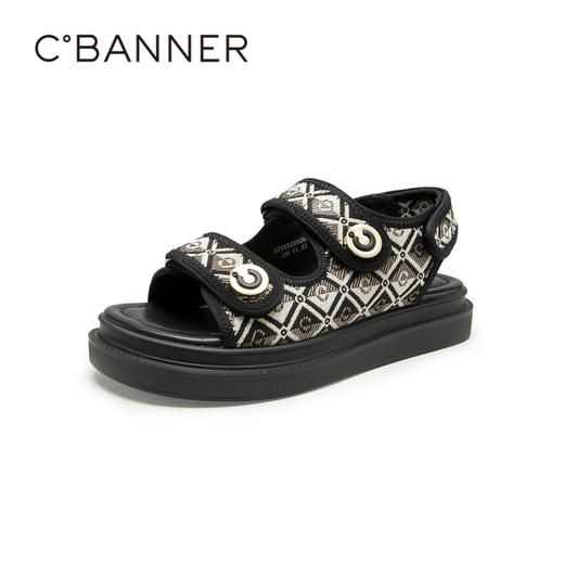 千百度女鞋夏季休闲凉鞋厚底度假沙滩凉鞋时尚松糕底鞋子A23332202 商品图1