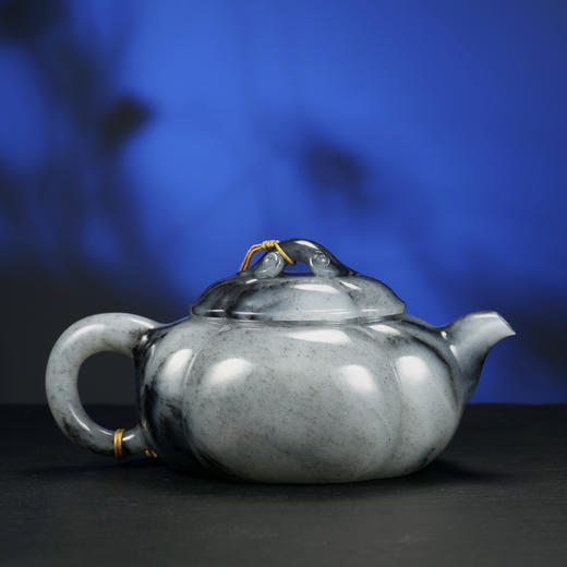 和田玉（青花）玉壶--海棠壶（宋鸣放6610）300.547G 商品图1