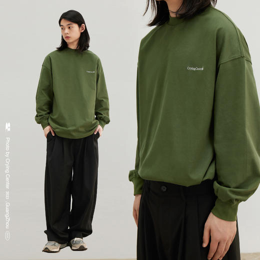 CryingCenter 鼠尾草三色基础款宽松长袖刺绣logoT恤 哭喊中心 商品图2