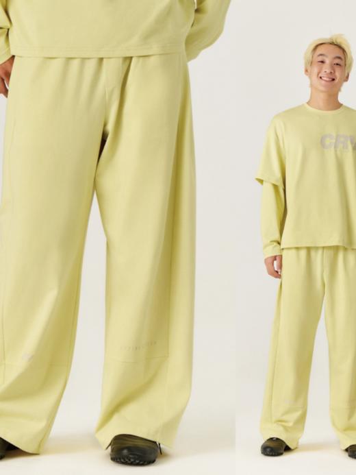 cryingcenter 舒适阔褶拼接宽腿双色松紧腰运动裤 商品图1