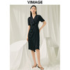 VIMAGE纬漫纪夏季新品V领高腰显瘦气质连衣裙V1907536 商品缩略图4