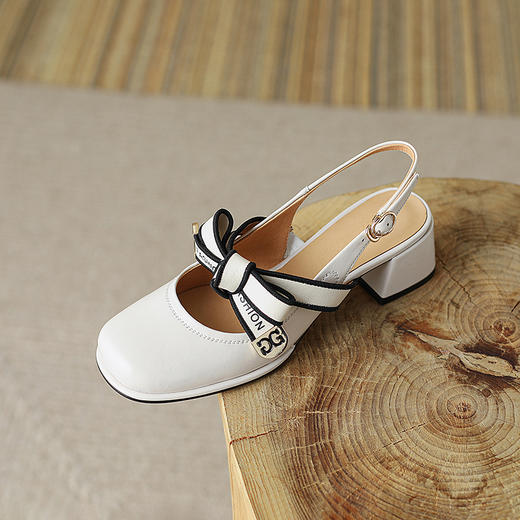 一字带蝴蝶结，方头粗跟高跟鞋YF-D20106-2 商品图10