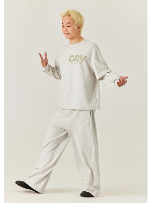 cryingcenter 舒适阔褶拼接宽腿双色松紧腰运动裤 商品图2