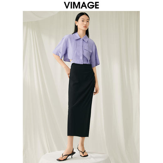 VIMAGE纬漫纪夏季新款时尚小众设计短款衬衫女上衣衬衣V1909519 商品图3