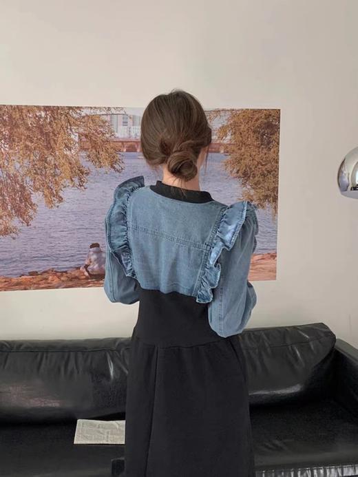 【GZ】无忧购小香风设计感牛仔拼接收腰显瘦气质连衣裙2291（截单后7天发货)25年清仓捡漏 商品图4