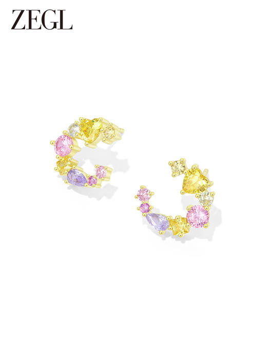 ZEGL设计师早春调色盘系列彩色C型耳环女小众设计感耳钉银针耳饰 商品图1