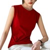 吊带背心女夏，新款女装纯色圆领棉t恤设计感扭结收腰无袖上衣SG-X3C0174 商品缩略图4