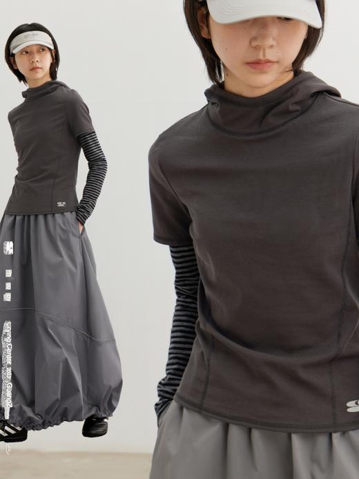 CryingCenter 深灰色连帽条纹拼接袖假两件长袖tee 哭喊中心 商品图2