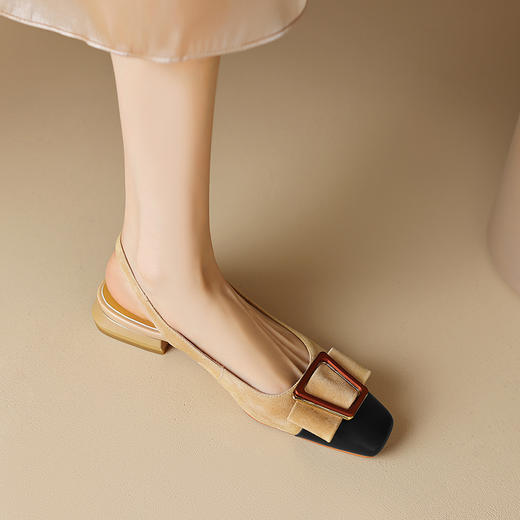 复古方头包头方扣，一字式后空凉鞋YF-D514-A23 商品图0