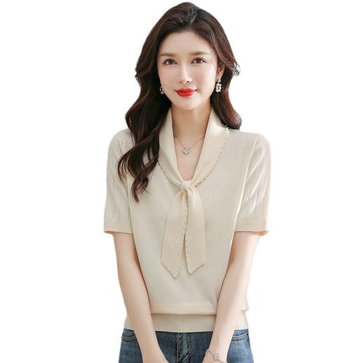 冰丝针织衫t恤薄款上衣，蝴蝶结洋气减龄小衫CC-101-91243 商品图4