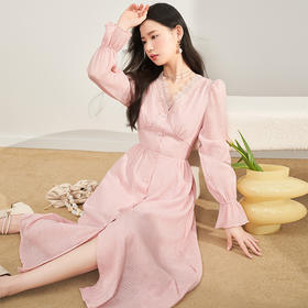 纯欲仙女法式连衣裙女2023春装新品收腰温柔通勤裙子女春秋V0030804