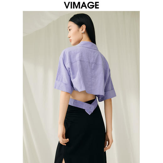 VIMAGE纬漫纪夏季新款时尚小众设计短款衬衫女上衣衬衣V1909519 商品图4