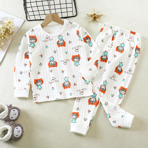 儿童纯棉A类提花网眼秋衣秋裤家居服全棉睡衣套装80-160cm 商品图3