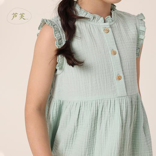 【马克珍妮 芦芙】夏装新款 女童泡泡纱木耳边连衣裙230833 商品图4