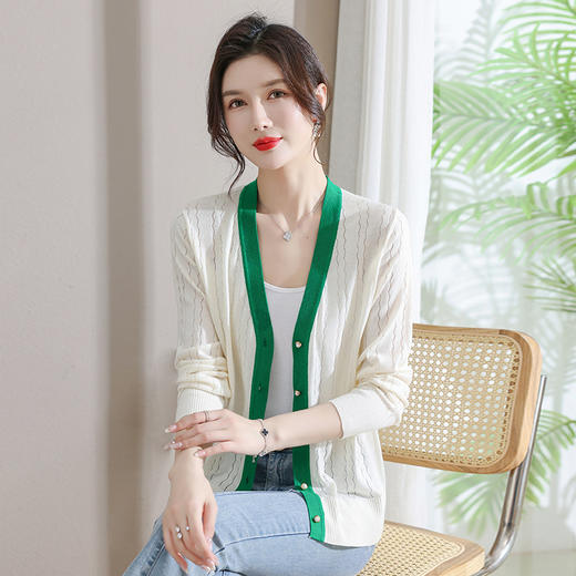 开衫针织外套，妈妈春秋装薄款外搭长袖二八月毛衣小个子披肩上衣CC-7017 商品图3