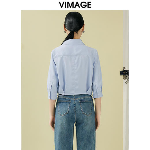 VIMAGE纬漫纪夏季新款百搭小众设计感短款衬衣衬衫V1909517 商品图4