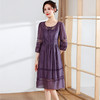纯色薄款中长裙，蕾丝网纱拼结裙A字裙七分中袖连衣裙QYM-TYH-PD2227-Y 商品缩略图0
