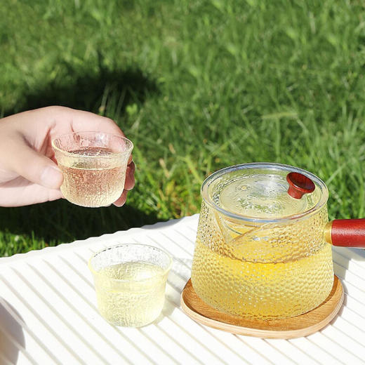 【6F】利快 利快加厚耐热玻璃茶具套装手柄锤纹杯茶壶茶杯大容量透明水壶 1壶+2杯 商品图3