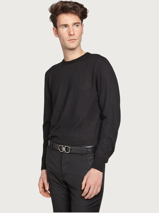 Ferragamo 菲拉格慕 男士银色扣黑色双面可调式GANCIN 真皮腰带 商品图3