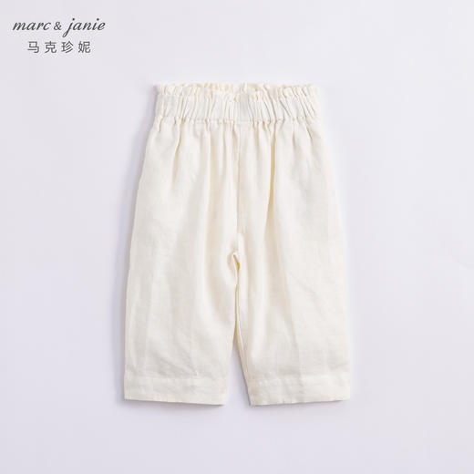 马克珍妮夏装新款 女童花边腰透气亚麻裤子九分裤230953 商品图3