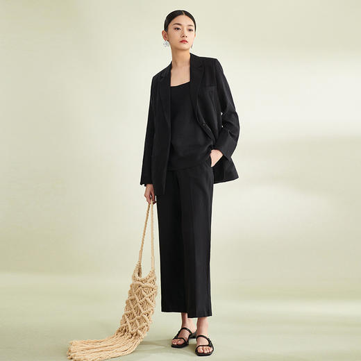 璞宿PUSU2023春夏新款亚麻西装套装女文艺休闲百搭棉麻上衣外套 商品图3