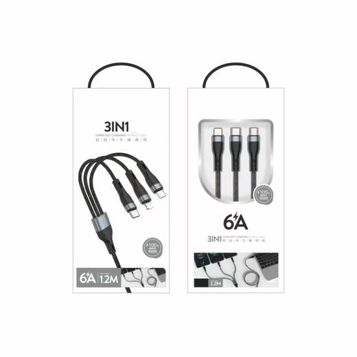 一分三线一拖三缝布编织数据线6闪充快充智能通用适用于苹果type- 商品图4