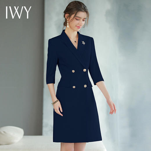 IWY/高端气质七分袖西装连衣裙女春夏新款修身显瘦工装美容师Q873-ZL 商品图3