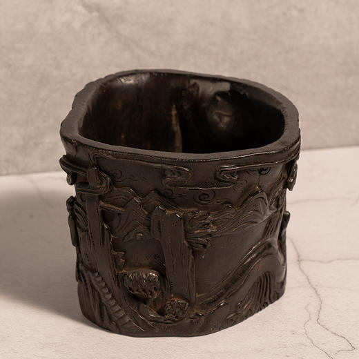 清 紫檀木雕八仙人物笔筒 商品图1