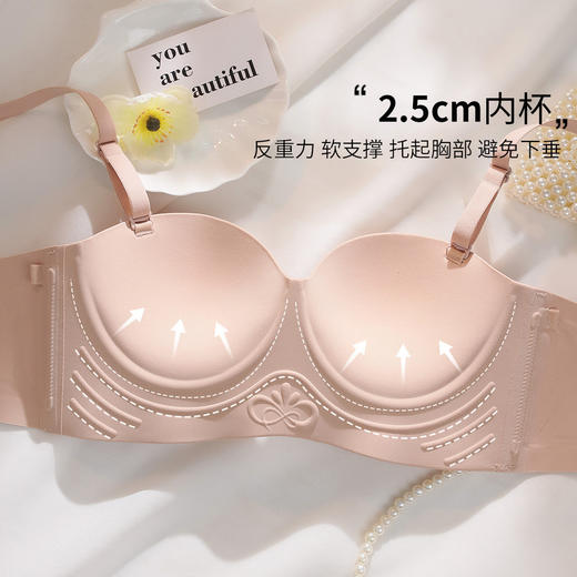 NJR8244半杯内衣女反重力小胸显大防下垂无痕无钢圈收副乳无肩带文胸 商品图2