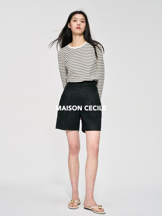 MAISON CECILE经典法式黑白条纹全棉长袖上衣 商品图4