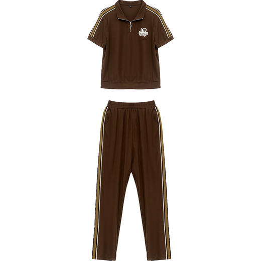 QYMHG-23A26RLS-L 2023年夏款翻领短袖时尚小衫简约宽松休闲气质九分小脚裤两件套 商品图4