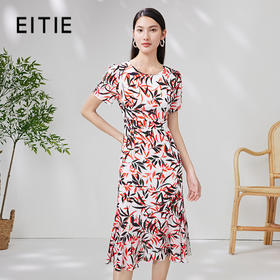 EITIE爱特爱圆领收腰显瘦度假风长裙6607303连衣裙