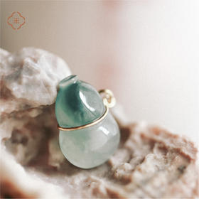 米马饰物  冰种飘蓝葫芦吊坠18K万能扣  做个小吊坠