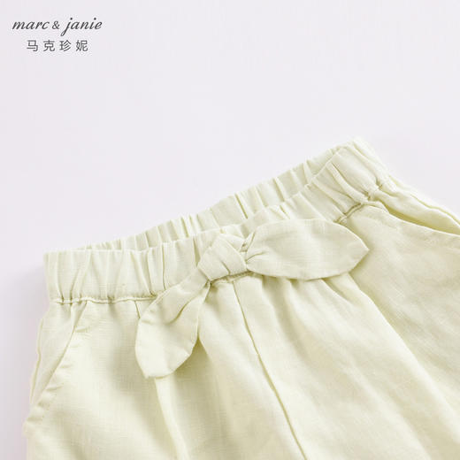 马克珍妮夏装新款 女童花边脚口透气亚麻裤子七分裤230951 商品图4