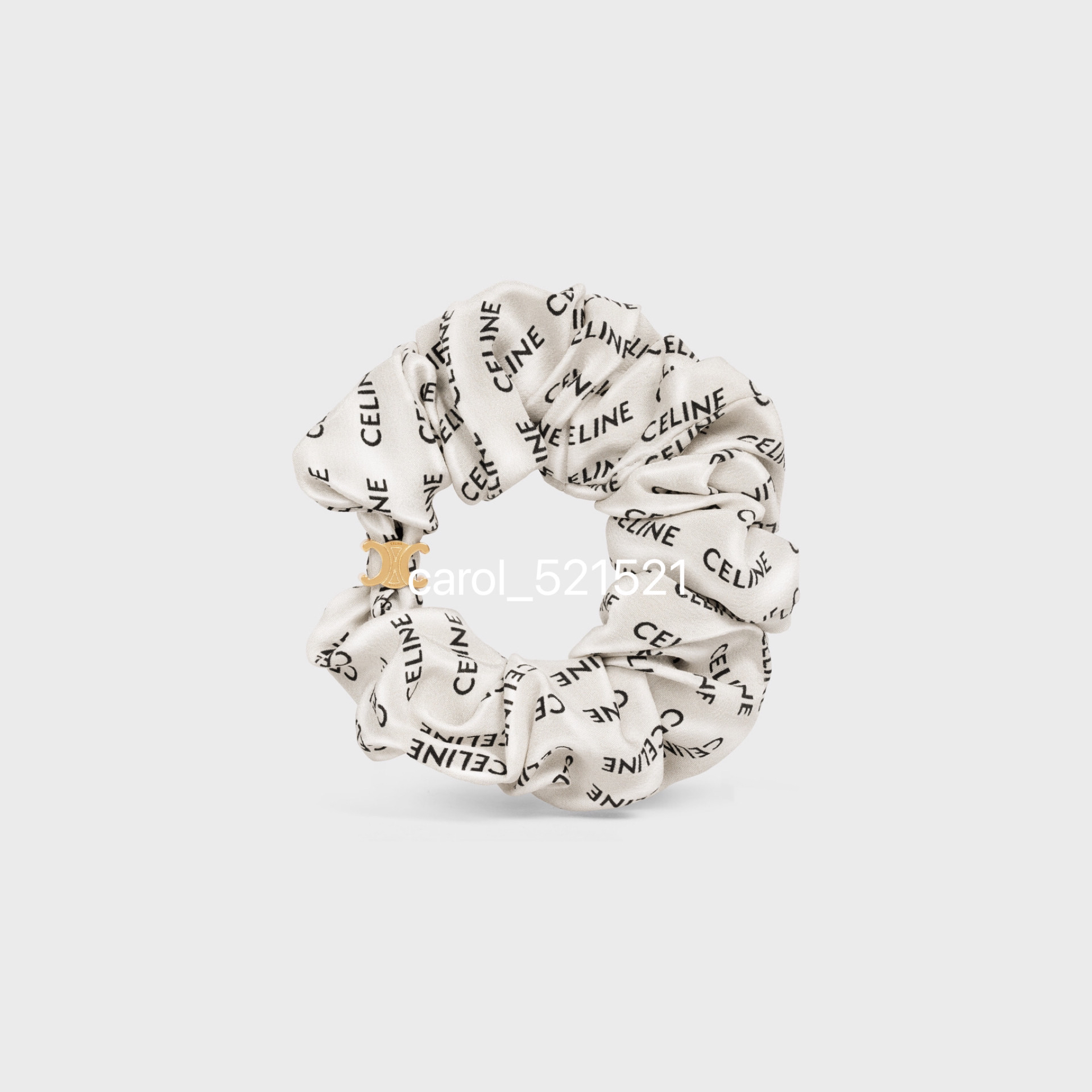 春风拂过发梢 C SCRUNCHY金色饰面黄铜桑蚕丝发圈 满字母装饰Lisa同款（2枚装）