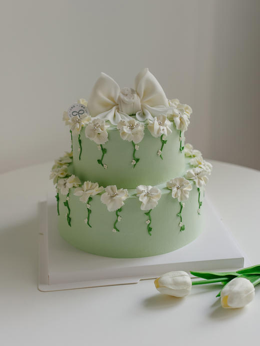 韩版小清新蝴蝶结双层蛋糕 商品图1