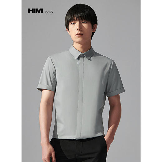 HIM漢崇  舒适斯文正装短袖衬衫男士商务易打理通勤衬衣 2026夏季 商品图1
