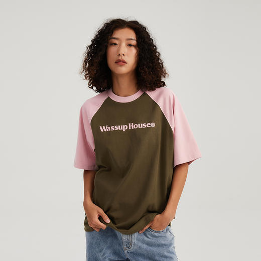 WassupHouse 基础logo拼色插肩袖短袖T恤 商品图3