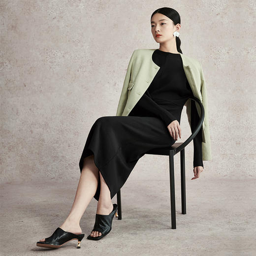 璞宿2023春新款云感丝滑天丝连衣裙简约时尚设计长裙修身百搭 商品图6