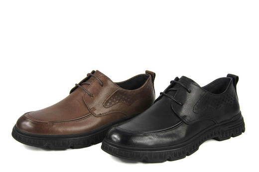 豪行春款11183291男士皮鞋真皮软底宽松黑色商务休闲男鞋系带单鞋 商品图1