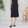 EITIE爱特爱夏新款高腰显瘦a字中裙黑色暗纹印花复古时尚半身裙B06102 商品缩略图1
